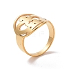 Ion Plating(IP) 201 Stainless Steel Cross Crown Finger Ring RJEW-J051-48G-1