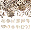  24pcs 12 Styles Unfinished Natural Poplar Wood Filigree Joiners Links WOOD-TA0001-81-11