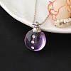 Medium Purple Glass Bottle with Iron Ball Chain Pendant Necklaces PW-WGF3857-18-1