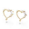 Brass Cubic Zirconia Stud Earring Findings KK-S350-001G-1