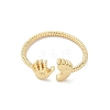 Footprint & Palm Brass Open Cuff Ring for Women RJEW-A040-03G-2