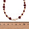 Natural Carnelian(Dyed & Heated) & Rhodochrosite & Freshwater Pearl & Glass Beaded Necklaces NJEW-U026-24G-5