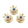 Evil Eye with Moon Brass Micro Pave Clear Cubic Zirconia Pendants KK-G419-10G-01-1