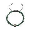 Natural Malachite Round Braided Bead Bracelets for Women Men PM4065-2-1