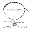 304 Stainless Steel Textured Oval Ring Pendant Adjustable Braided Black Waxed Cord Necklaces WG26091-02-1