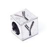 Antique Silver Plated Initial Letter Alloy European Beads TIBEB-Q054-56AS-NR-2