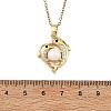 Ocean Brass Micro Pave Clear Cubic Zirconia and Natural Pearl Heart Dolphin Pendant 304 Stainless Steel Cable Chain Necklaces for Women NJEW-JN06262-4