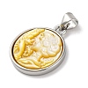 Natural Yellow Shell Carved Cameo Lady Pendants KK-D537-01P-01-2