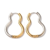Gourd Ion Plating(IP) 304 Stainless Steel Two Tone Hoop Earrings for Women EJEW-L287-056GP-1