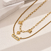 Stainless Steel Crystal Rhinestone Heart Double Layer Necklaces for Women AW1659-3