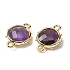 Brass Natural Amethyst Connector Charms KK-Z096-01G-03-2