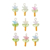 Glass Seed Beads with Imitation Austrian Crystal Beads and 304 Stainless Steel Flat Head Pins and Handmade Lampwork Beads and Iridescent Acrylic Bead Caps Pendants PALLOY-JF03485-02-1