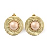 Flat Round Real 14K Gold Plated 304 Stainless Steel Stud Earrings EJEW-P258-32G-02-1