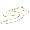 Religion 304 Stainless Steel Heart Cross Link Chain Necklaces NJEW-H093-03G-4
