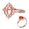 Adjustable 925 Sterling Silver Micro Pave Cubic Zirconia Oval Ring Component STER-BC0003-56RG-1