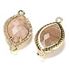 Natural Sunstone Faceted Horse Eye Connector Charms G-G181-07G-01-2