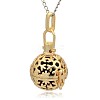 Golden Tone Brass Hollow Round Cage Pendants KK-J232-08G-2