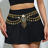 Ethnic Style Alloy Sapphire Rhinestone Heart Coin Tassel Double Layer Waist Belly Chains for Women FS-WG95DA8-01-2