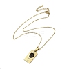 304 Stainless Steel Black Enamel Rectangle with Constellation Pendant Necklaces NJEW-I128-01F-3