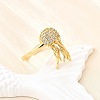 Ocean Theme Brass Micro Pave Cubic Zirconia Cuff Rings for Women RJEW-F184-17H-G-4