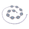 Alloy with Synthetic Turquoise Oval Flower Link Chain Waist Chains for Women FS-WG10943-01-4