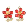 Brass Micro Pave Red Cubic Zirconia Pendants CU-CBA8C34-03G-1