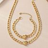 Heart Alloy Chain Necklaces & Link Bracelets Sets FS-WG6E79C-02-1