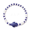 2Pcs Tortoise Handmade Porcelain & Glass Seed Beaded Bracelet Sets BJEW-JB12654-3