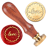 Golden Tone Brass Wax Seal Stamp Head with Wooden Handle AJEW-WH0208-822-1