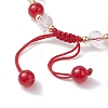 Flower Glass & Acrylic Braided Bead Adjustable Bracelets for Women BJEW-JB10446-03-4