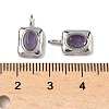 Natural Amethyst Rectangle with Oval Charms STAS-L022-516P-04-3