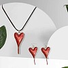 Heart Alloy Enamel Dangle Earrings & Pendantt Necklaces Sets for Women FS-WGEE934-01-2