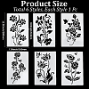 6Pcs 6 Styles Flower Theme PET Plastic Hollow Out Drawing Painting Stencils Templates DIY-WH20009-46-2