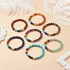 7Pcs 7 Style Natural & Synthetic Mixed Gemstone Stretch Bracelets Set with Alloy Buddha Head Beaded BJEW-JB08783-2