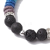 Disc 7-Color Natural Lava Rock & 8mm Round Shell Pearl Beaded Stretch Bracelets for Women Men BJEW-JB10330-02-4