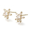 Brass Pave Cubic Zirconia Stud Earring Findings CU-CBAE189-04G-1