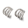 Brass Micro Pave Clear Cubic Zirconia Cuff Earrings for Women EJEW-B057-05P-1