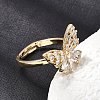 Brass Micro Pave Clear Cubic Zirconia Cuff Open Ring CU-CBA5C10-10G-2