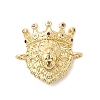Brass Micro Pave Colorful Cubic Zirconia Lion Head Connector Charms KK-H529-12G-1