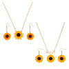 FIBLOOM Sunflower Jewelry Set with Imitation Pearl Beaded SJEW-FI0001-30-1