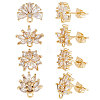 Beebeecraft 4 Pairs 4 Style Brass Cubic Zirconia Flower Stud Earring Findings EJEW-BBC0001-11-1