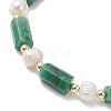 Natural Lapis Lazuli/Natural Apatite/Natural Hawk's Eye/Natural Emerald Column Beaded Bracelets for Women BJEW-JB13115-4