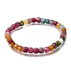 Natural Multicolor Tourmaline Cube Beads Stretch Bracelets for Men Women BJEW-JB12274-2