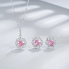 Flower 925 Sterling Silver with Cubic Zirconia Pendant Necklace & Stud Earring FS-WG92113-11-1
