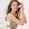 1Pc Alloy with Plastic Pearl Arm Cuff Bangles for Women BJEW-CY0001-14G-5