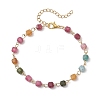 Natural Multicolor Tourmaline Beads Link Chain Bracelets for Women BJEW-JB13238-2