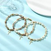 3Pcs 3 Styles Cross 201 Stainless Steel Charm Bracelets BJEW-JB14028-1