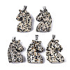 Carved Natural Dalmatian Jasper Pendants G-N0327-002D-1