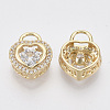 Brass Micro Pave Clear Cubic Zirconia Charms ZIRC-T011-14G-NF-2