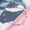304 Stainless Steel Heart Charm Anklets AJEW-AN00394-03-3